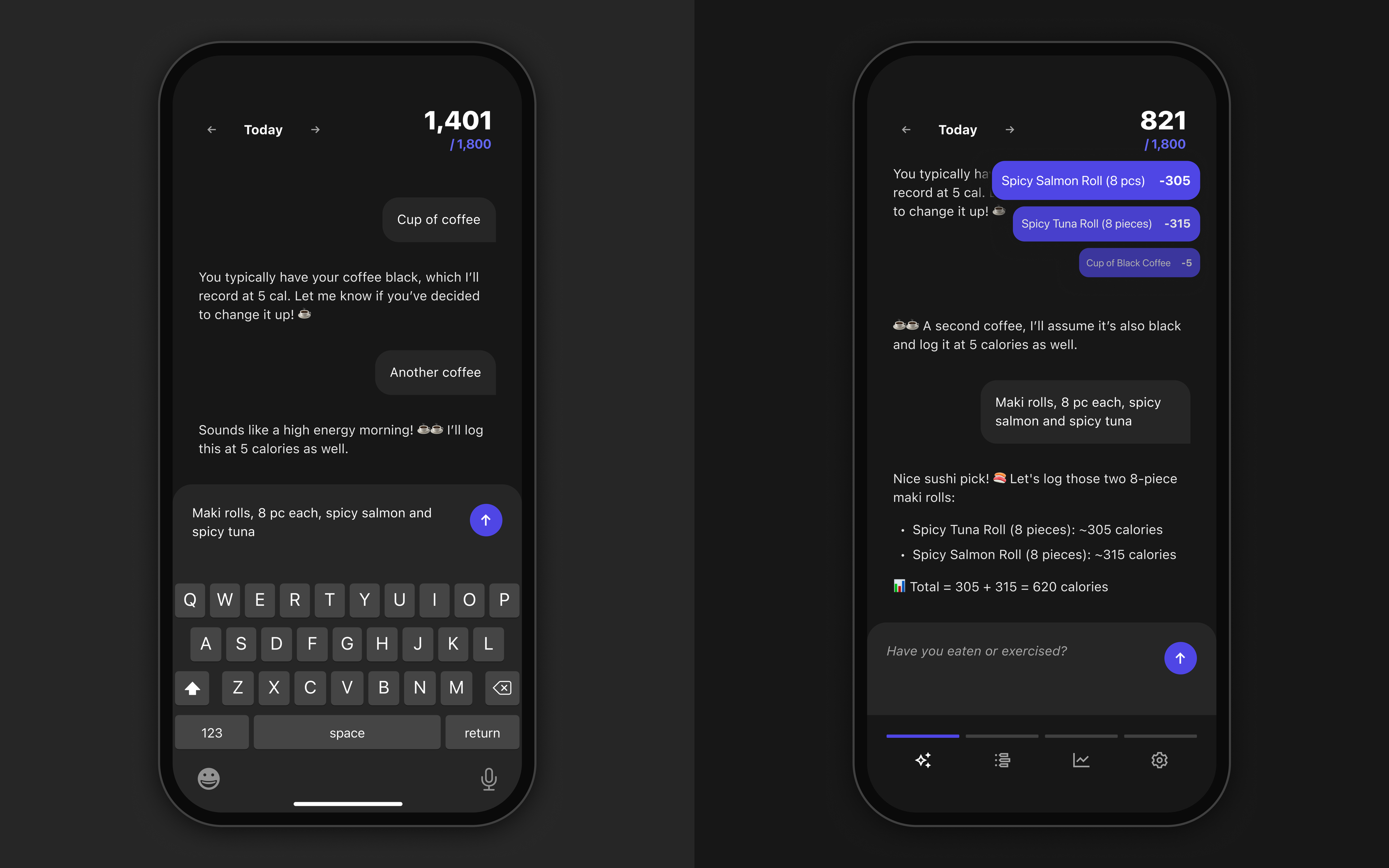 AI chatbot counting calories